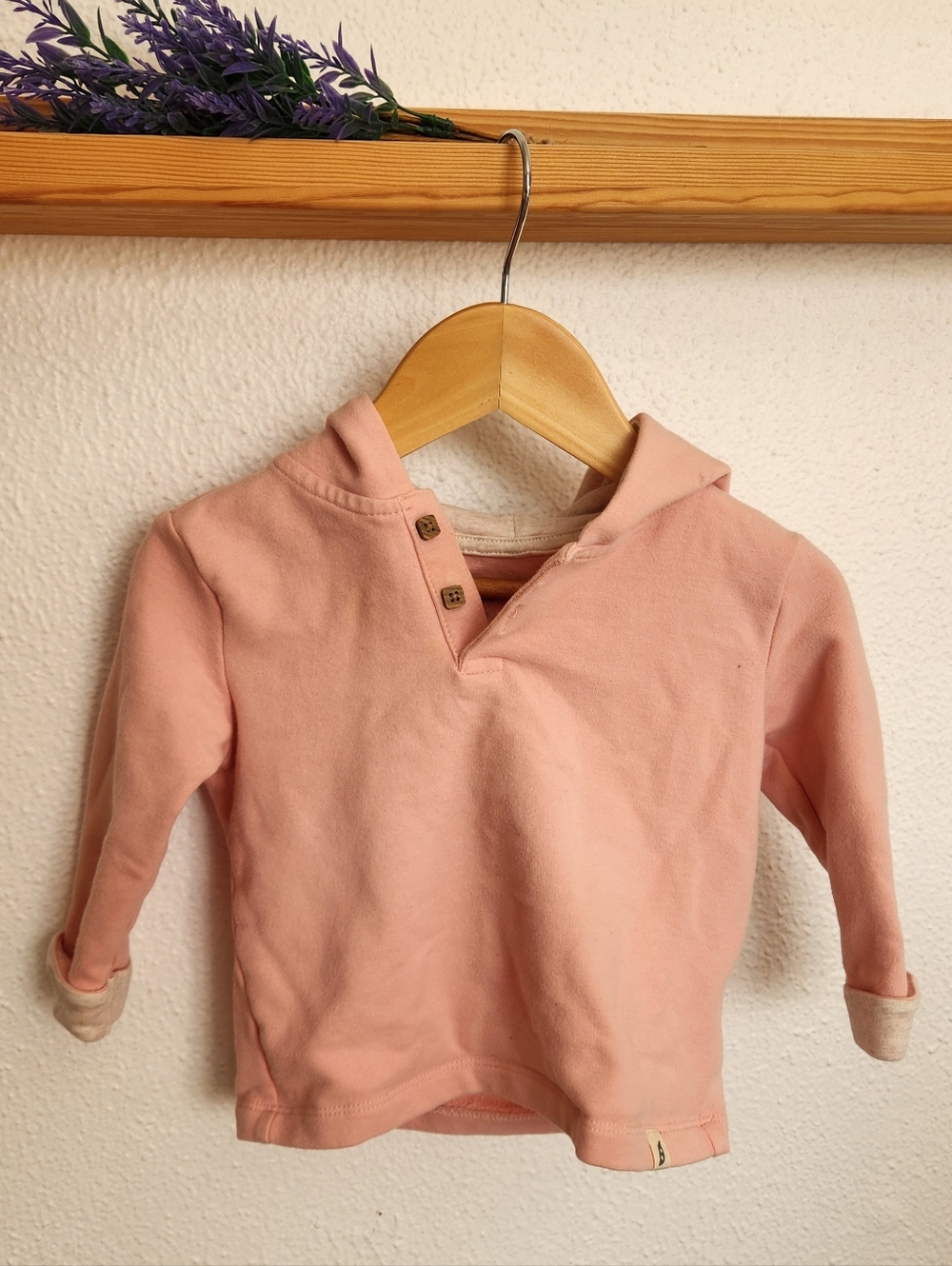 Easy-peasy Pink Baby Pullover Hoodie, Size 6-9 Months